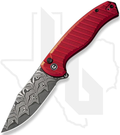 CIVIVI Stormhowl C23040B-DS1 - Red, Aluminum, Milled, Damascus