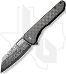 CIVIVI Nugz C23060-DS1 - Black G-10, Twill Caron Fiber, Damascus