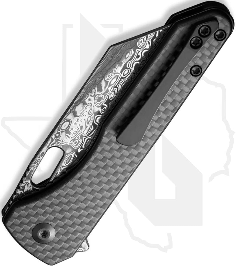CIVIVI Nugz C23060-DS1 - Black G-10, Twill Caron Fiber, Damascus