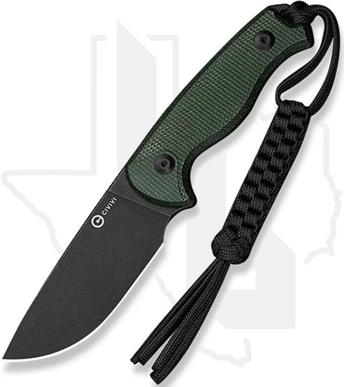 CIVIVI Timberbark C23094-3 - Green Canvas Micarta, Black Stonewashed