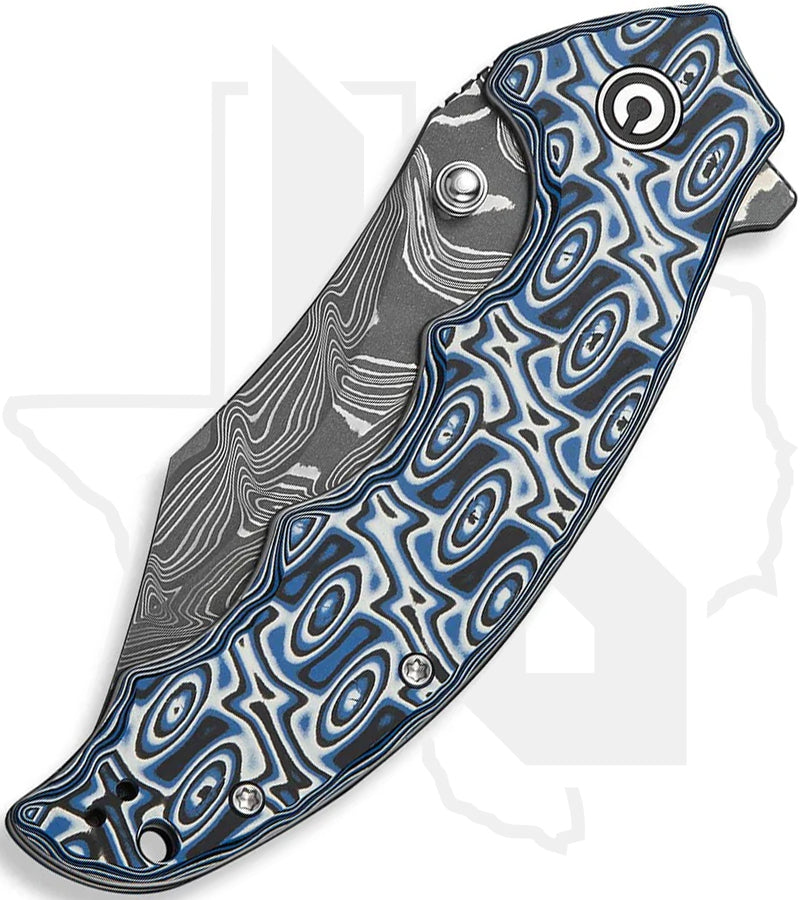 CIVIVI Pentad C24068-DS1 - Blue & White Vortex Micarta, Damascus