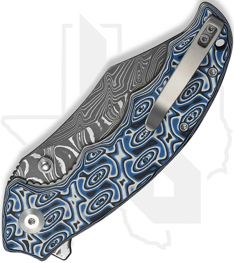 CIVIVI Pentad C24068-DS1 - Blue & White Vortex Micarta, Damascus