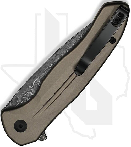 CIVIVI Button Lock Kitefin C24091-DS1 - Brownish Gray Aluminum, Damascus