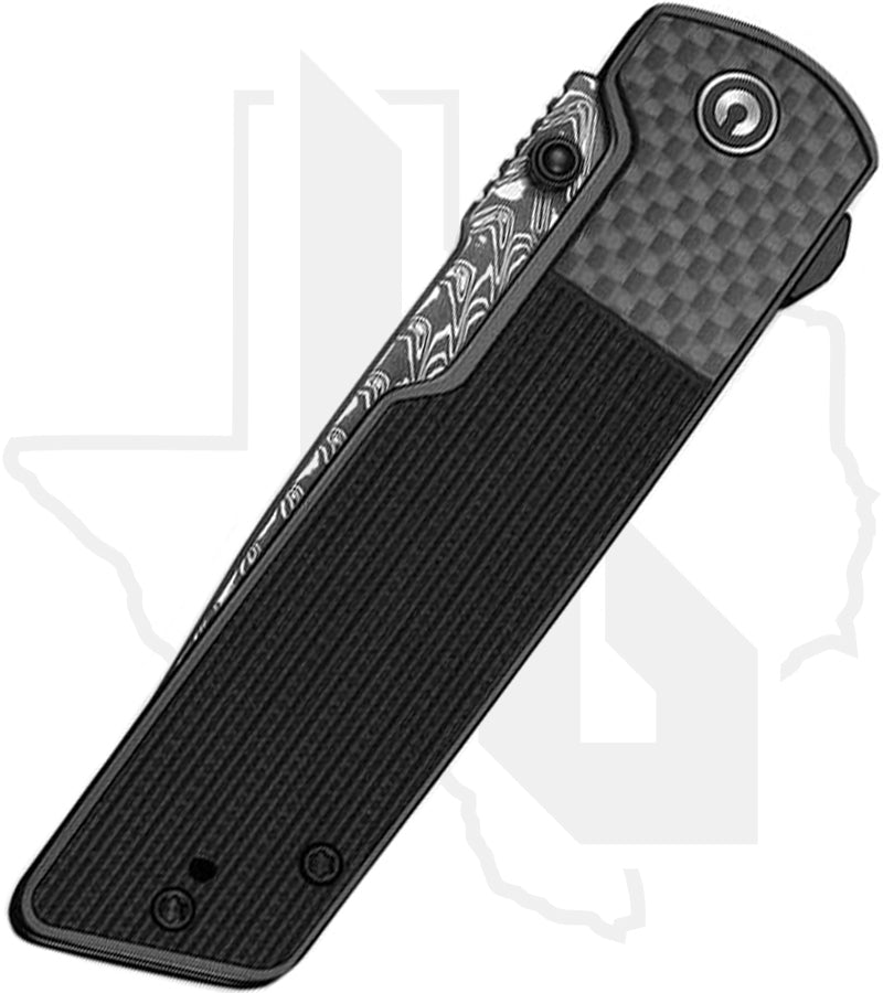 CIVIVI Zygon C25035B-DS1 - Gray G-10 w/ Carbon Fiber Overlay, Damascus