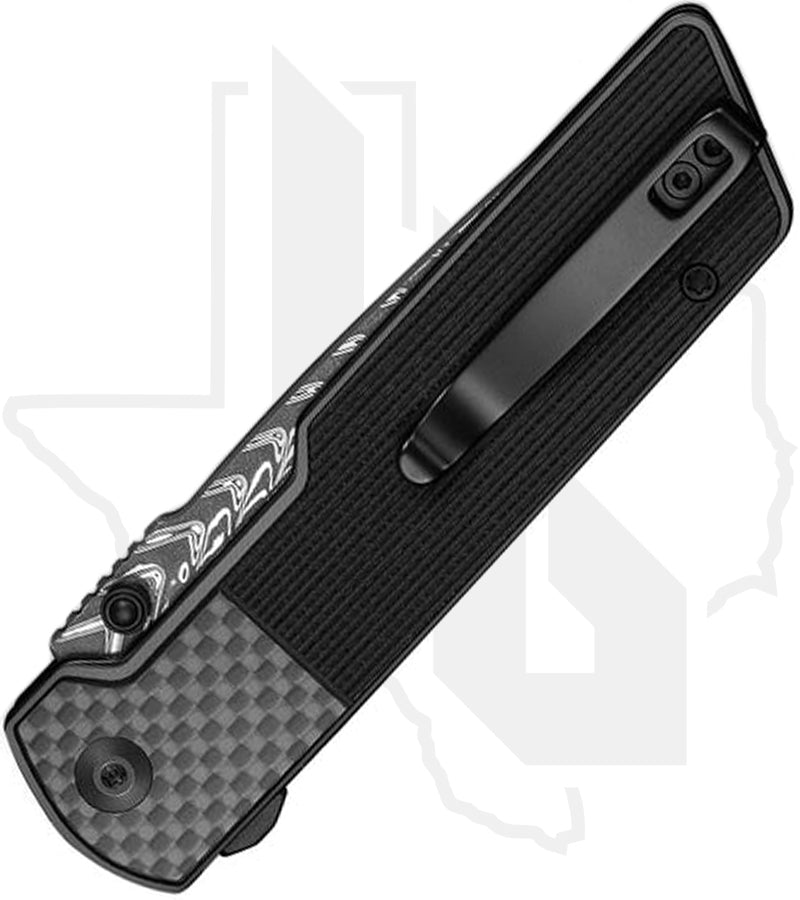 CIVIVI Zygon C25035B-DS1 - Gray G-10 w/ Carbon Fiber Overlay, Damascus