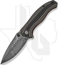 CIVIVI Vyrent C25037B-DS1 - Black & Tan & Orange G-10, Damascus