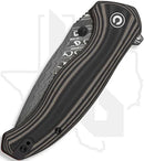 CIVIVI Vyrent C25037B-DS1 - Black & Tan & Orange G-10, Damascus