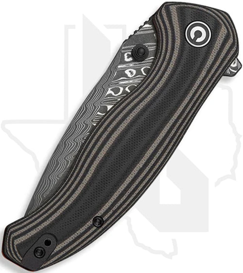 CIVIVI Vyrent C25037B-DS1 - Black & Tan & Orange G-10, Damascus