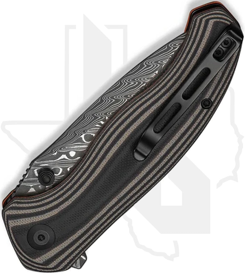 CIVIVI Vyrent C25037B-DS1 - Black & Tan & Orange G-10, Damascus