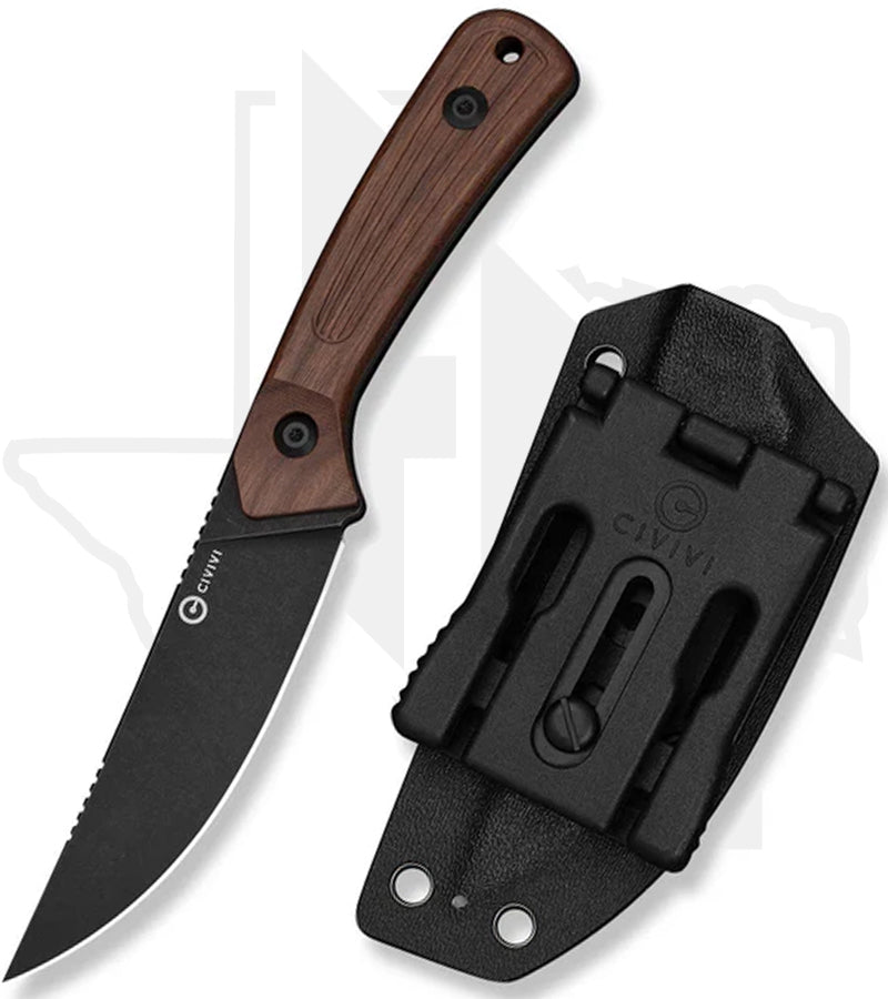 CIVIVI Carveth C25040-3 - Guibourtia Wood, Black Stonewashed