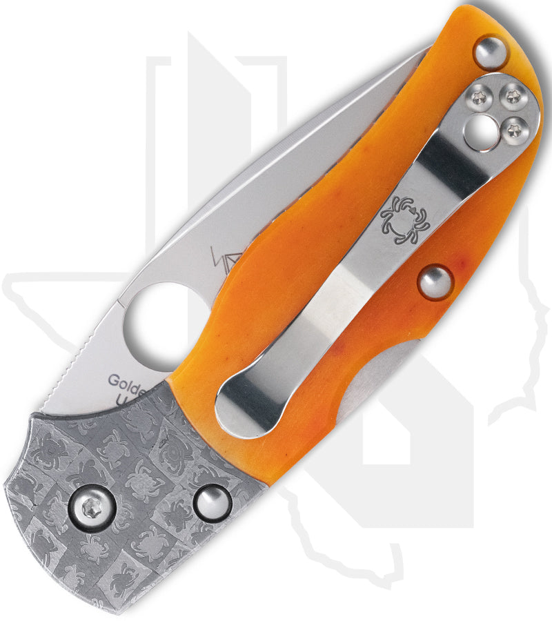 Spyderco 50th Anniversary Native 5 C41BA50TH - Amber Bone, Mosaic Damascus Bolsters