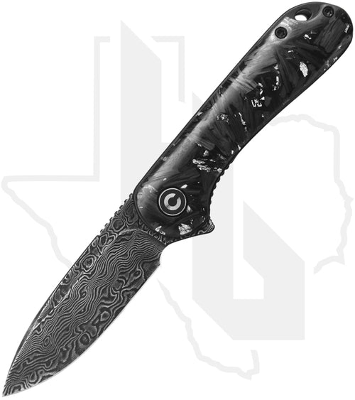 CIVIVI Elementum C907C-DS2 - Shredded Carbon Fiber and Silvery Shred in Clear Resin, Damascus