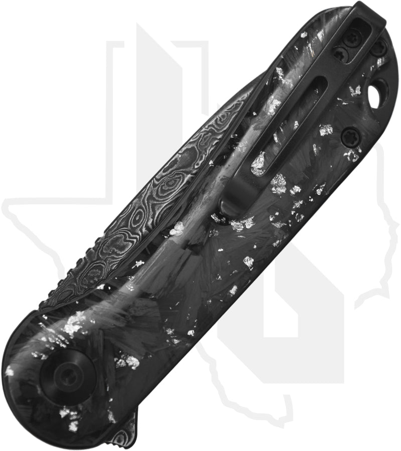 CIVIVI Elementum C907C-DS2 - Shredded Carbon Fiber and Silvery Shred in Clear Resin, Damascus