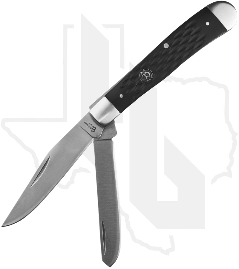 Cattleman's Cutlery Trapper CC0002JBD - Black Delrin, Jigged