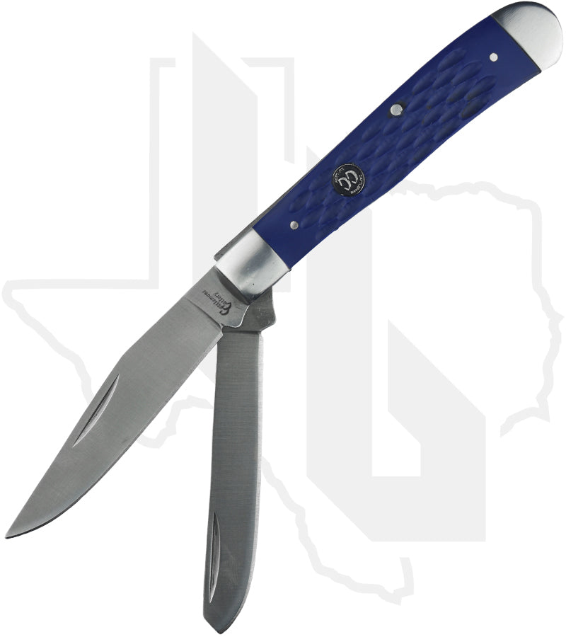 Cattleman's Cutlery Trapper CC0002JBL - Blue Delrin, Jigged