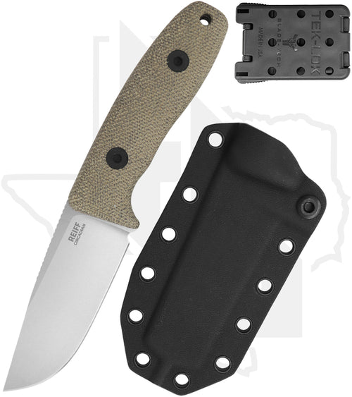 Reiff Knives Circadian CC119GCMBLKA - Clip Point, Stonewashed, Green Canvas Micarta