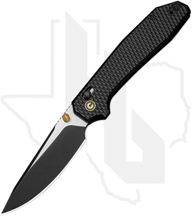 CIVIVI ELITE Tessera CE26029-3 - Diamond Patterned Black Aluminum, Black Stonewashed w/ Satin Flats