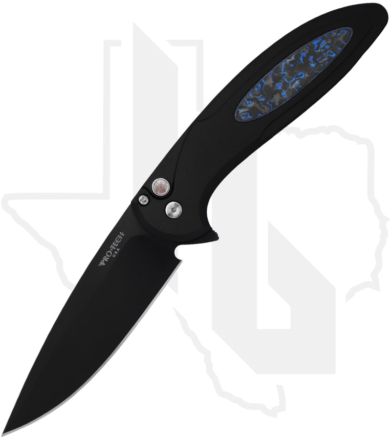 Pro-Tech Cambria 2 CF2103-LTD - Black Aluminum, Blue TechnoCarbo Inlay, DLC, Black Lip Pearl Button
