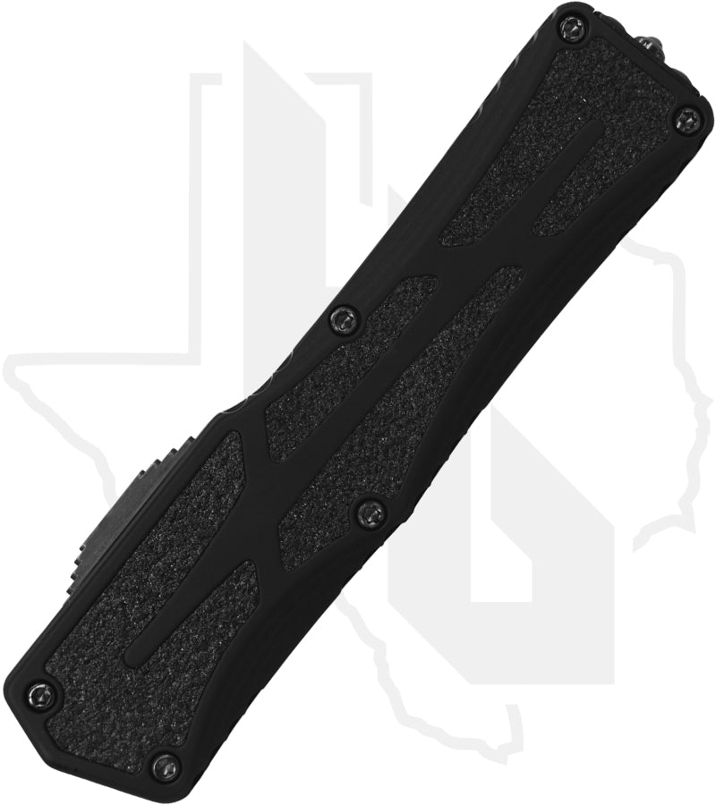 Heretic Knives Colossus - Black Aluminum, DLC, Hand-Ground Blade, Snakeskin Fatcarbon Button Inlay