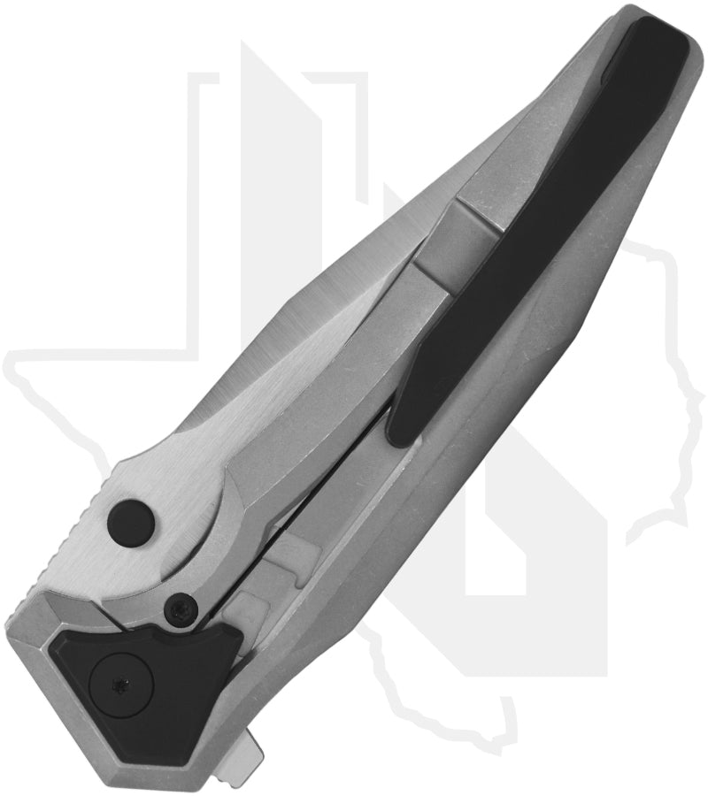Arcane Design The Creature CREA-GRY-SAT - Stonewashed Titanium, Black Pivot Collar, Satin Drop Point