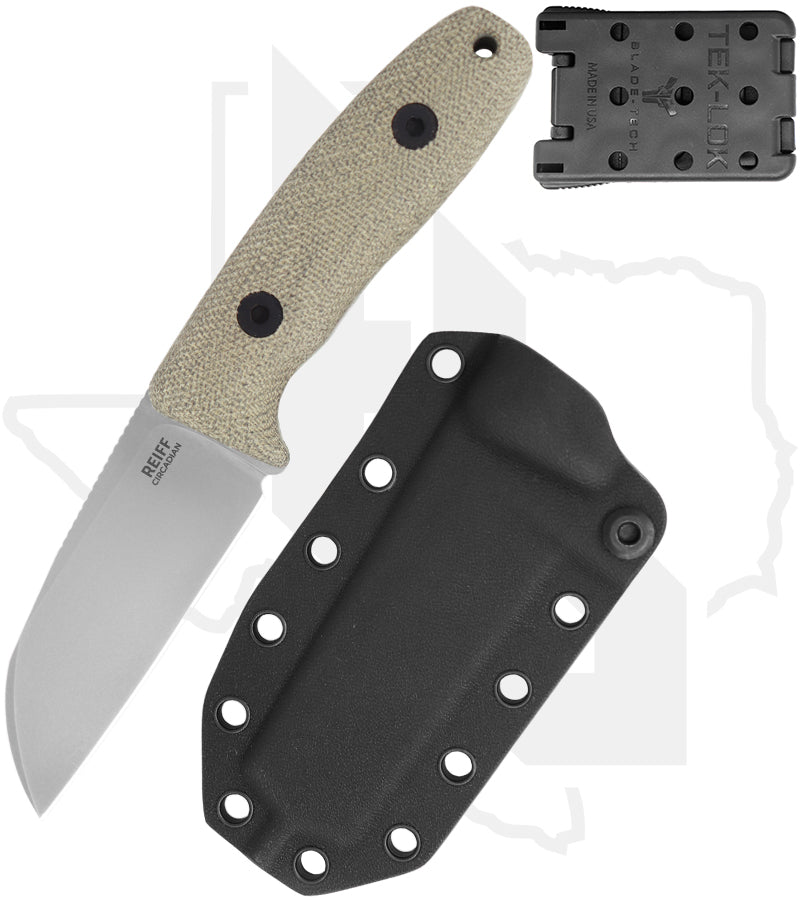 Reiff Knives Circadian CS119GCMBLKA - Sheepsfoot, Stonewashed, Green Canvas Micarta