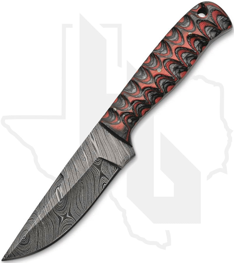 SZCO Smokewood Exotic Hunter DM-1219 - Black & Red Wood, Damascus