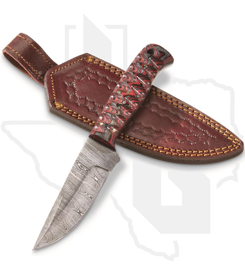 SZCO Smokewood Exotic Hunter DM-1219 - Black & Red Wood, Damascus