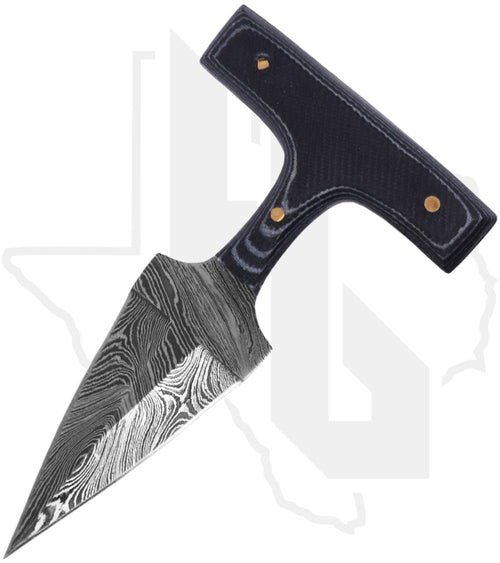 Rite Edge Push Dagger DM-1317BK - Black Micarta, Damascus