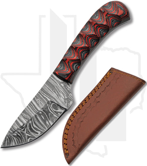 SZCO Boy's Smokewood Skinner DM-1377RD - Black & Red Wood, Damascus