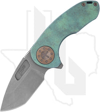 Curtiss Custom Knives F3 Compact - Antique Green Titanium, Blasted & Tumbled Spanto, Bronze Titanium Hardware (Pre-Owned)