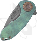 Curtiss Custom Knives F3 Compact - Antique Green Titanium, Blasted & Tumbled Spanto, Bronze Titanium Hardware (Pre-Owned)