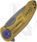Curtiss Custom Knives F3 Medium - Yellow Ball-Mill Titanium, Blasted & Tumbled Spanto, Blurple Titanium Hardware (Pre-Owned)