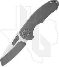 Curtiss Custom Knives F3 Medium - Non-Flipper, Blasted & Tumbled Titanium, Two-Tone Wharncliffe, Stainless Steel Hardware (Pre-Owned)