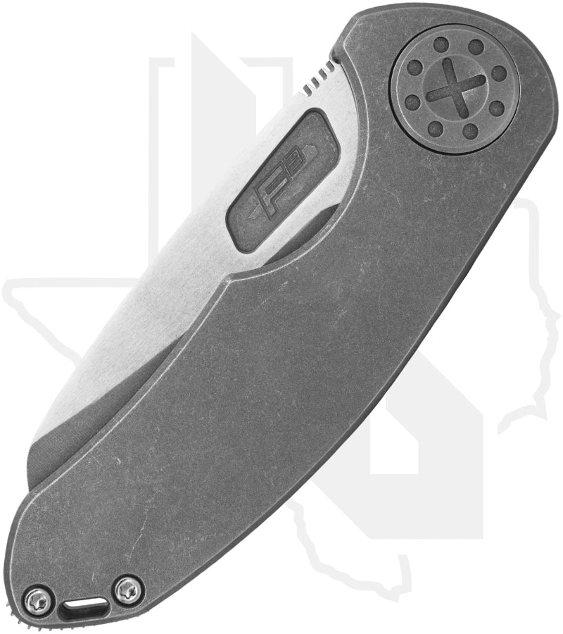 Curtiss Custom Knives F3 Medium - Non-Flipper, Blasted & Tumbled Titanium, Two-Tone Wharncliffe, Stainless Steel Hardware (Pre-Owned)