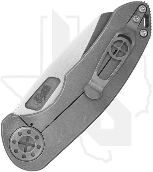 Curtiss Custom Knives F3 Medium - Non-Flipper, Blasted & Tumbled Titanium, Two-Tone Wharncliffe, Stainless Steel Hardware (Pre-Owned)