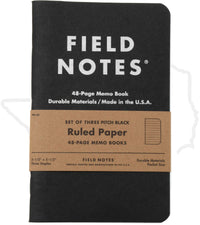 Field Notes Pitch Black FN-34 - Ruled Paper, 3-Pack