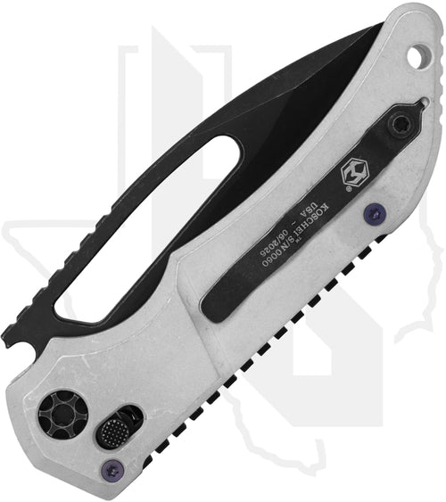Heretic Koschei Blizzardworn aluminum handle scales with modular EDC knife design