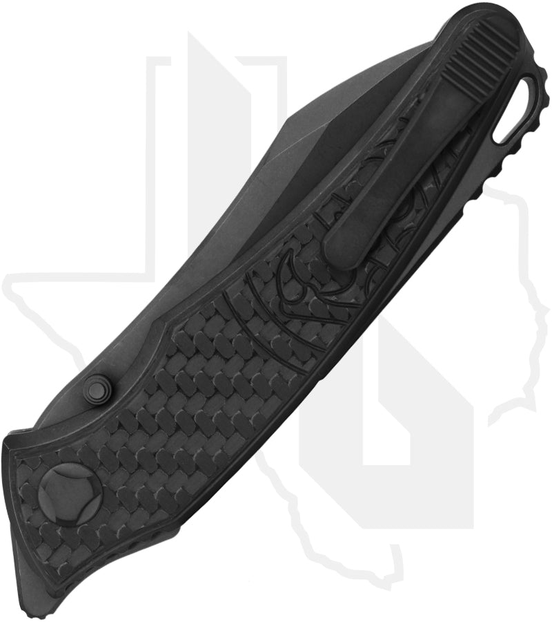 Hawk Knife Designs Talon HT-CF-DLC - Carbon Fiber 3K Twill Overlays, DLC Titanium