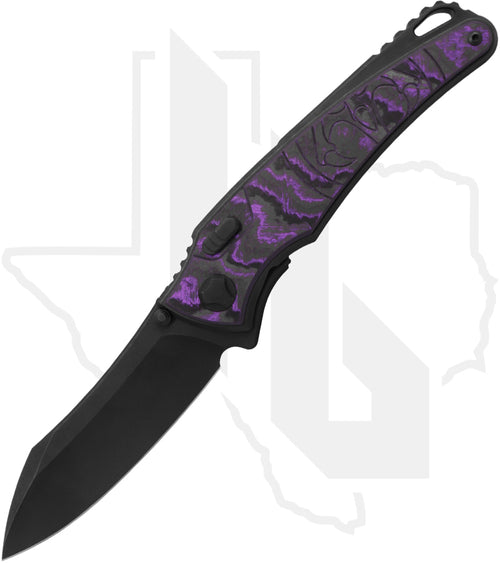 Hawk Knife Designs Talon - Linear Purple CarboTi Overlays, DLC Titanium