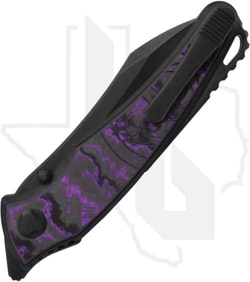 Hawk Knife Designs Talon - Linear Purple CarboTi Overlays, DLC Titanium