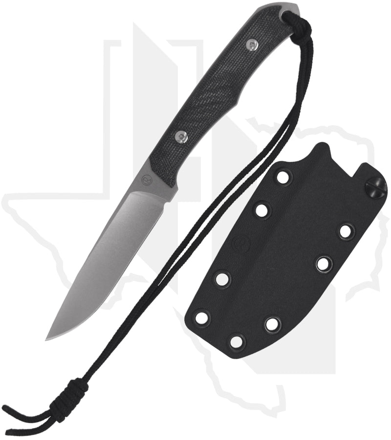 Chris Reeve Knives Inyoni INY-1000 - Stonewashed Drop Point, Black Canvas Micarta