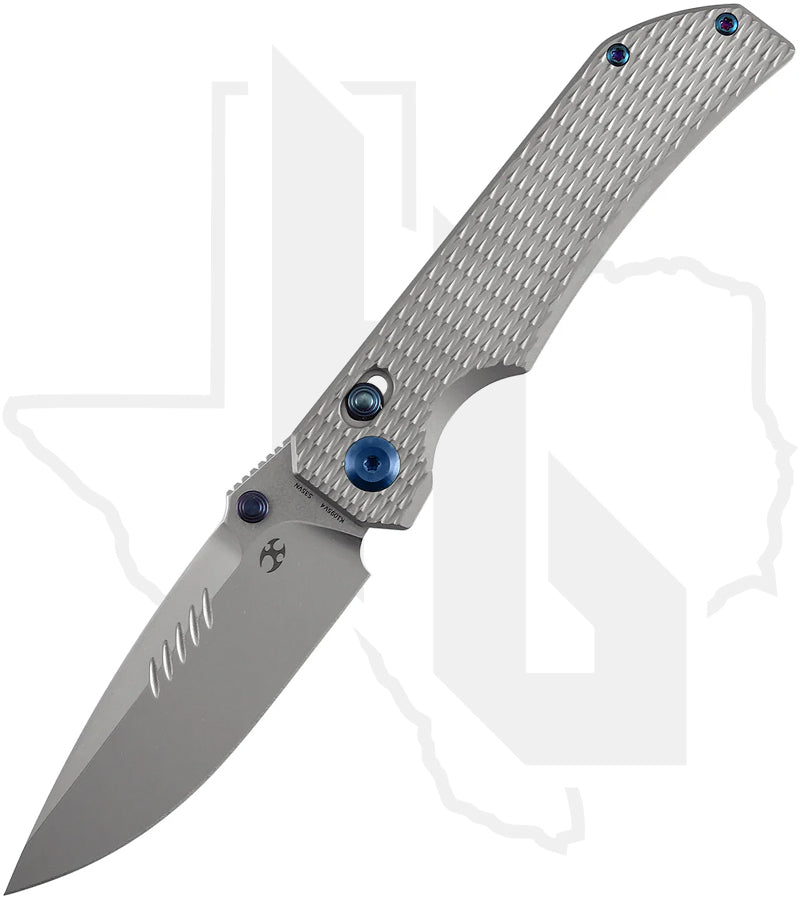 Kansept Eaglestrike K1095V4 - Bead Blasted Titanium, Diamond Pattern, Stonewashed