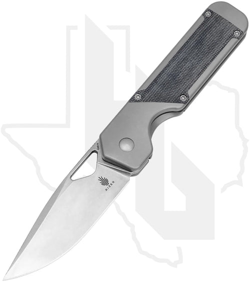 Kizer Militaw KI3634A1 - Titanium, Black Micarta Inlays, Stonewashed