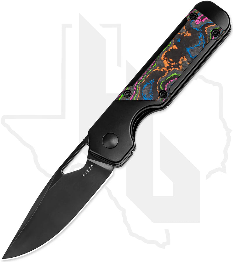 Kizer Mini Militaw KI3634SA1 - Titanium, 80's CamoCarbon Inlays, DLC