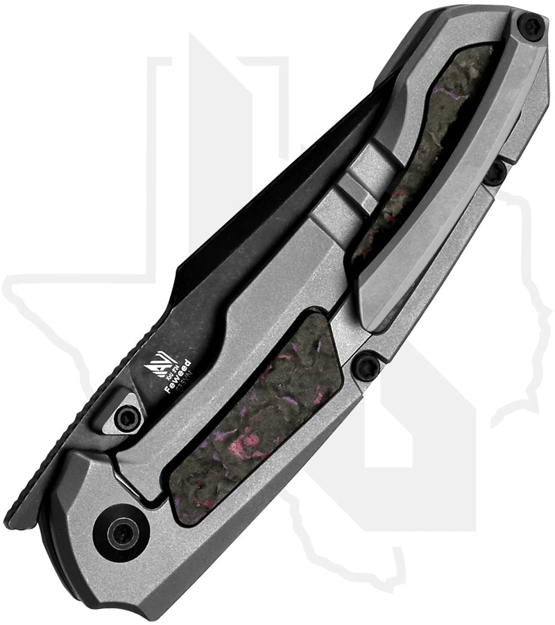 Kizer Feweed KI3694A1 - Titanium, Purple Haze Fatcarbon Inlays, Black Stonewashed