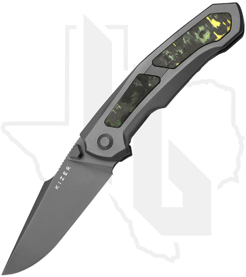 Kizer Feweed KI3694A2 - Titanium, Toxic Storm Fatcarbon Inlays, Gray Stonewashed