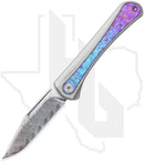Kizer Melody KI3732A1 - Aluminum, Blue & Purple Crystallized Titanium Inlays, Acid Washed Damascus