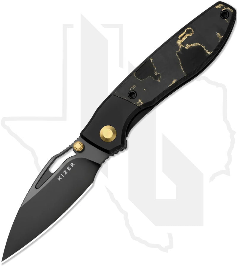 Kizer Shrike KI3746A2 - Titanium, Gold Camo Fatcarbon, Matte DLC