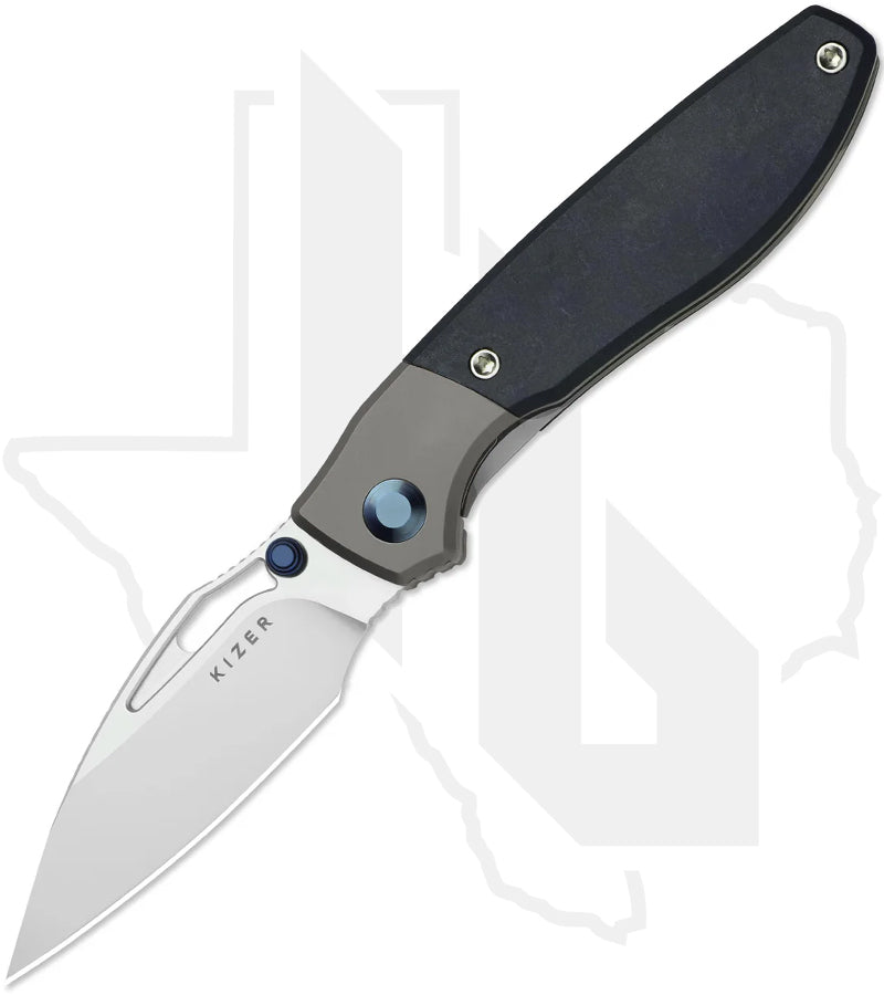 Kizer Shrike KI3746A3 - Titanium, Blue Richlite, Stonewashed