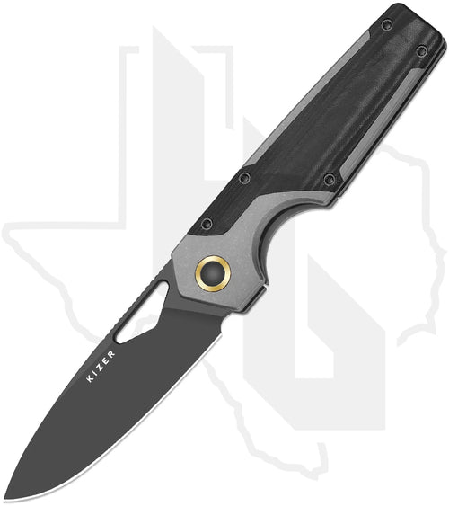 Kizer Serpentine KI3759FDA2 - Titanium, Black Norplex UltreX Micarta Inlays, Matte DLC
